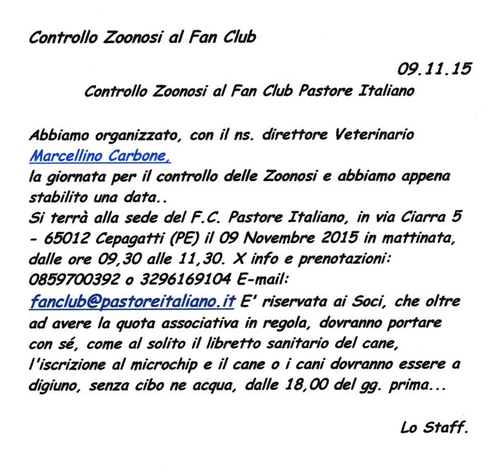  Controllo Zoonosi 2015